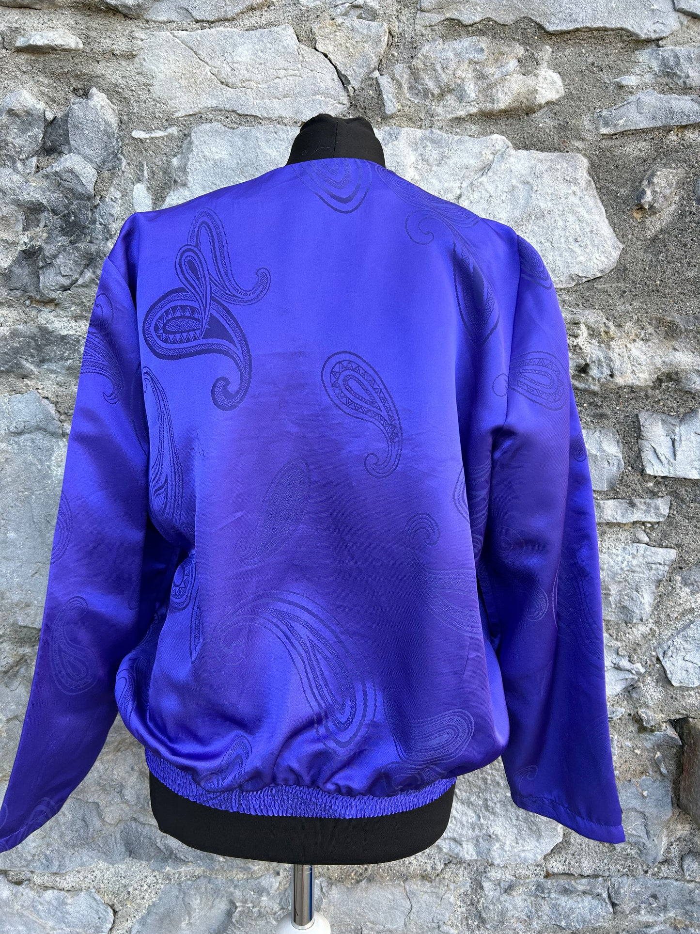 80s dark blue paisley top uk 12-14