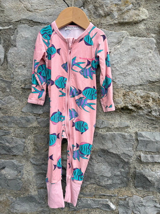 Fish pink onesie  9-12m (74-80cm)