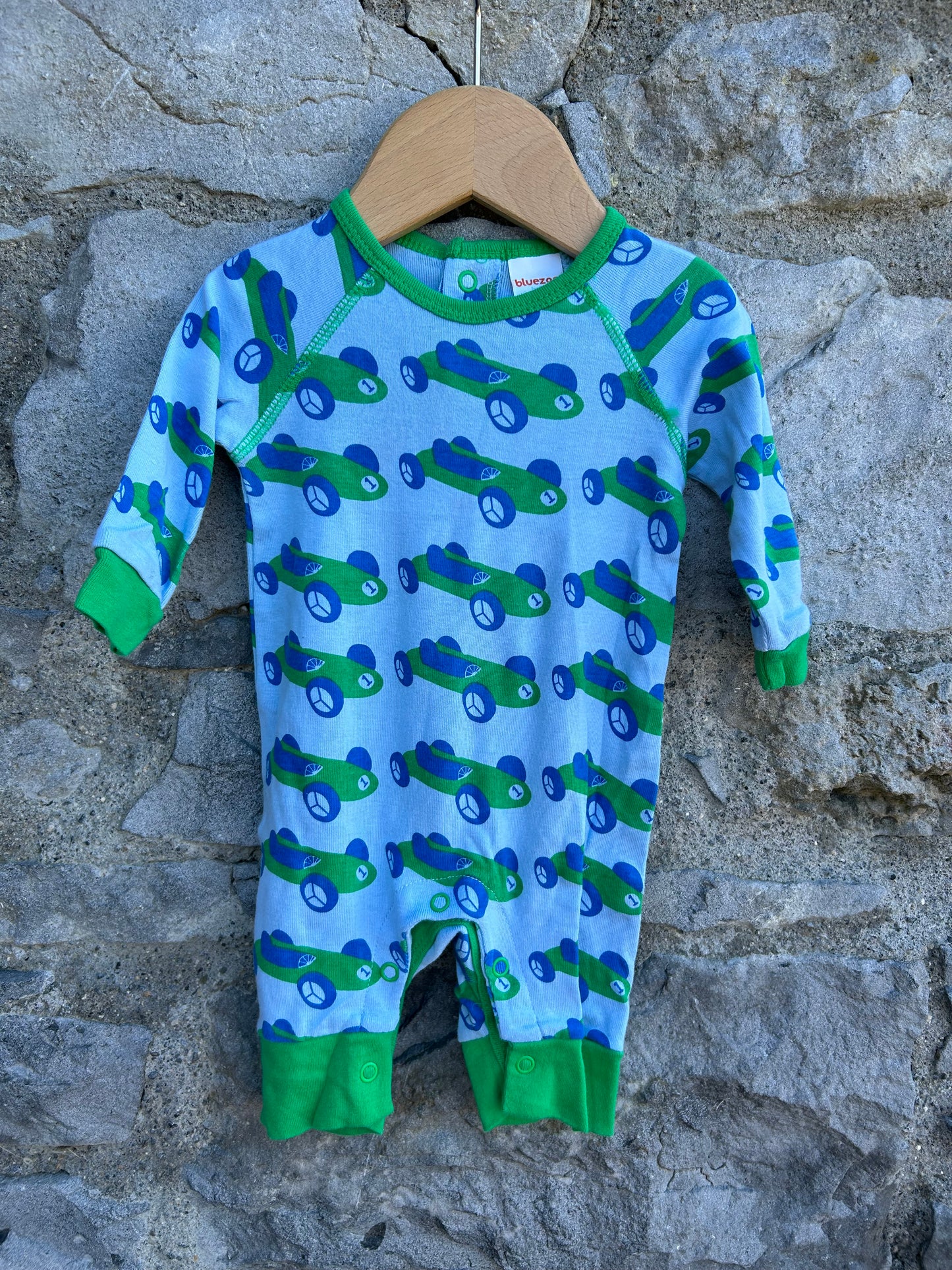 Race cars blue onesie 0-3m (56-62cm)