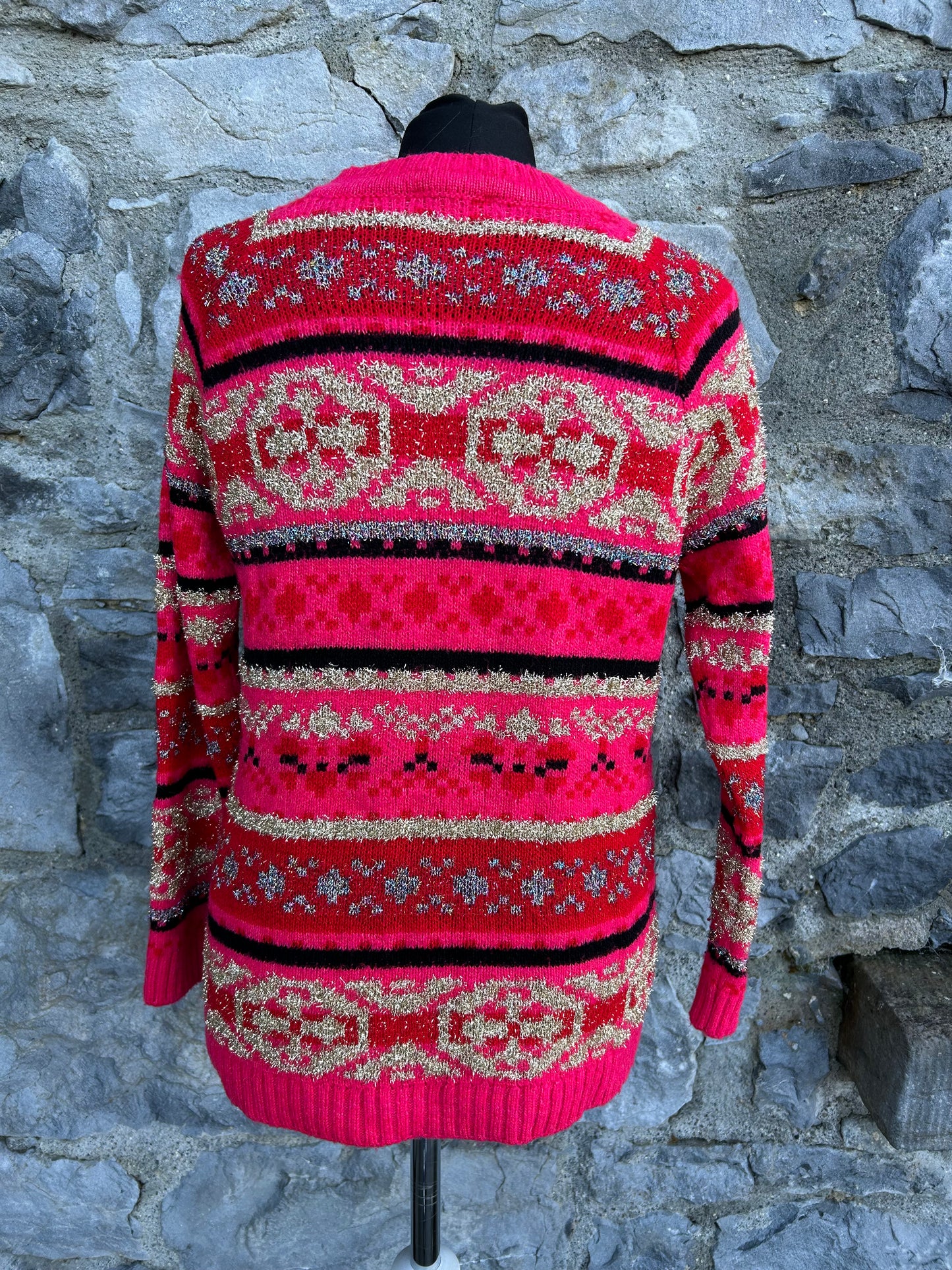 Gold&red Christmas jumper uk 8