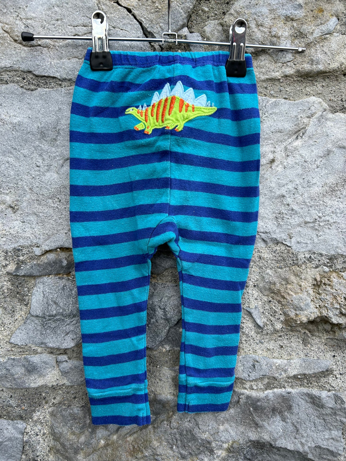 Blue stripy Dinosaur leggings  12-18m (80-86cm)