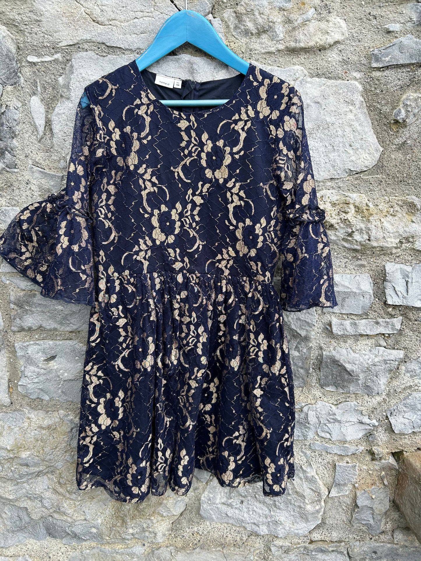 Navy&gold lace dress  11y (146cm)