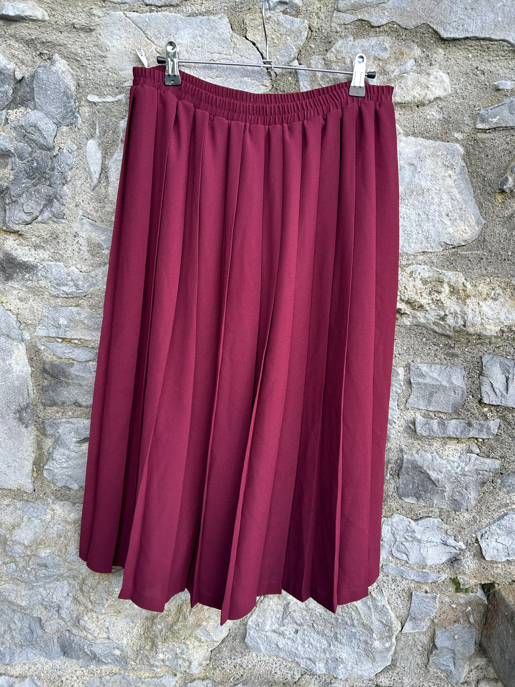 90s maroon pleated skirt uk 14-16