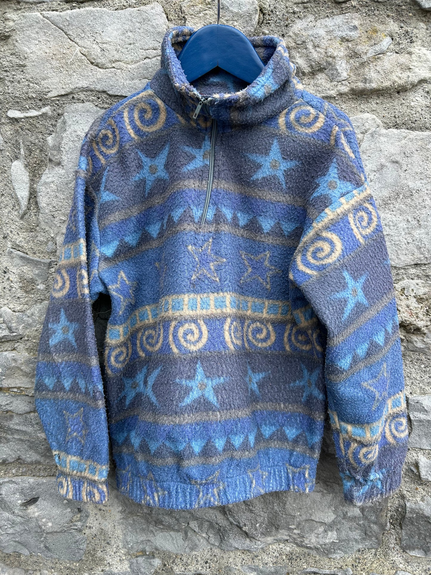 80s Grey&blue geometric fleece  6-7y (116-122cm)