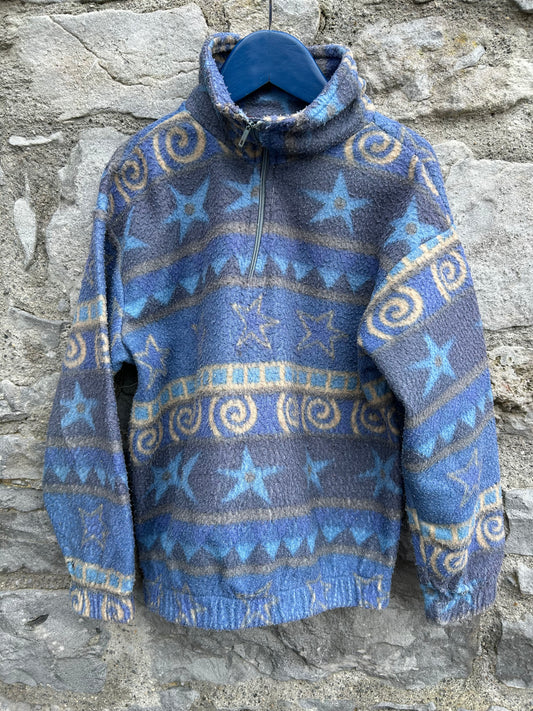 80s Grey&blue geometric fleece  6-7y (116-122cm)