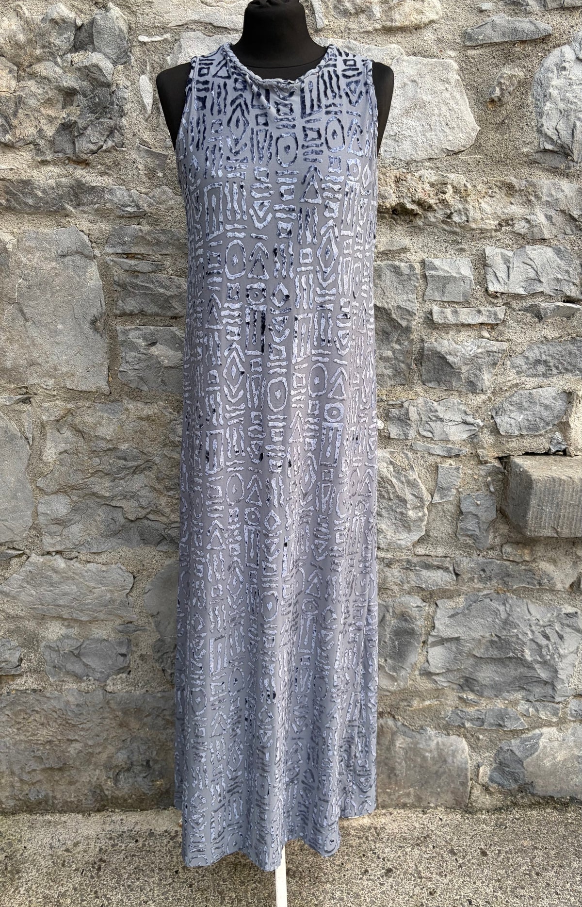 90s grey geometric dress uk 12