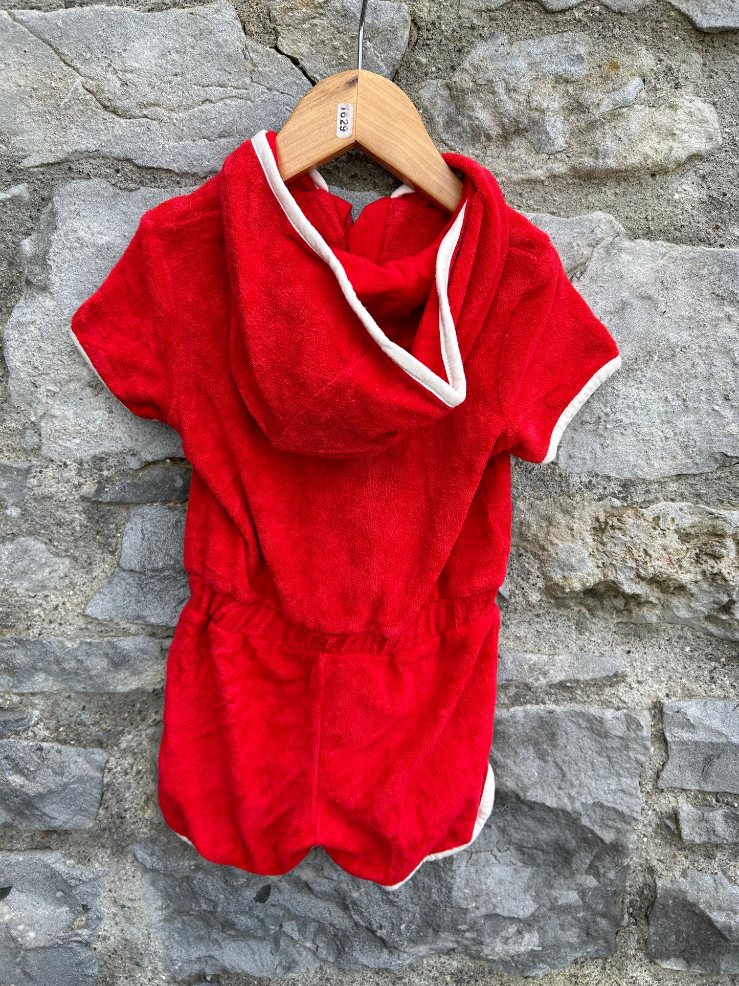 Red Terry shirt jumpsuit   18-24m (86-92cm)