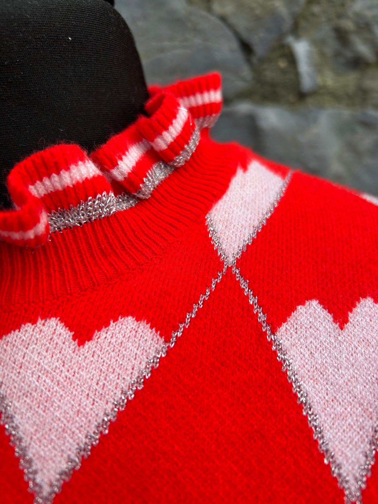 Pink hearts red jumper uk 12