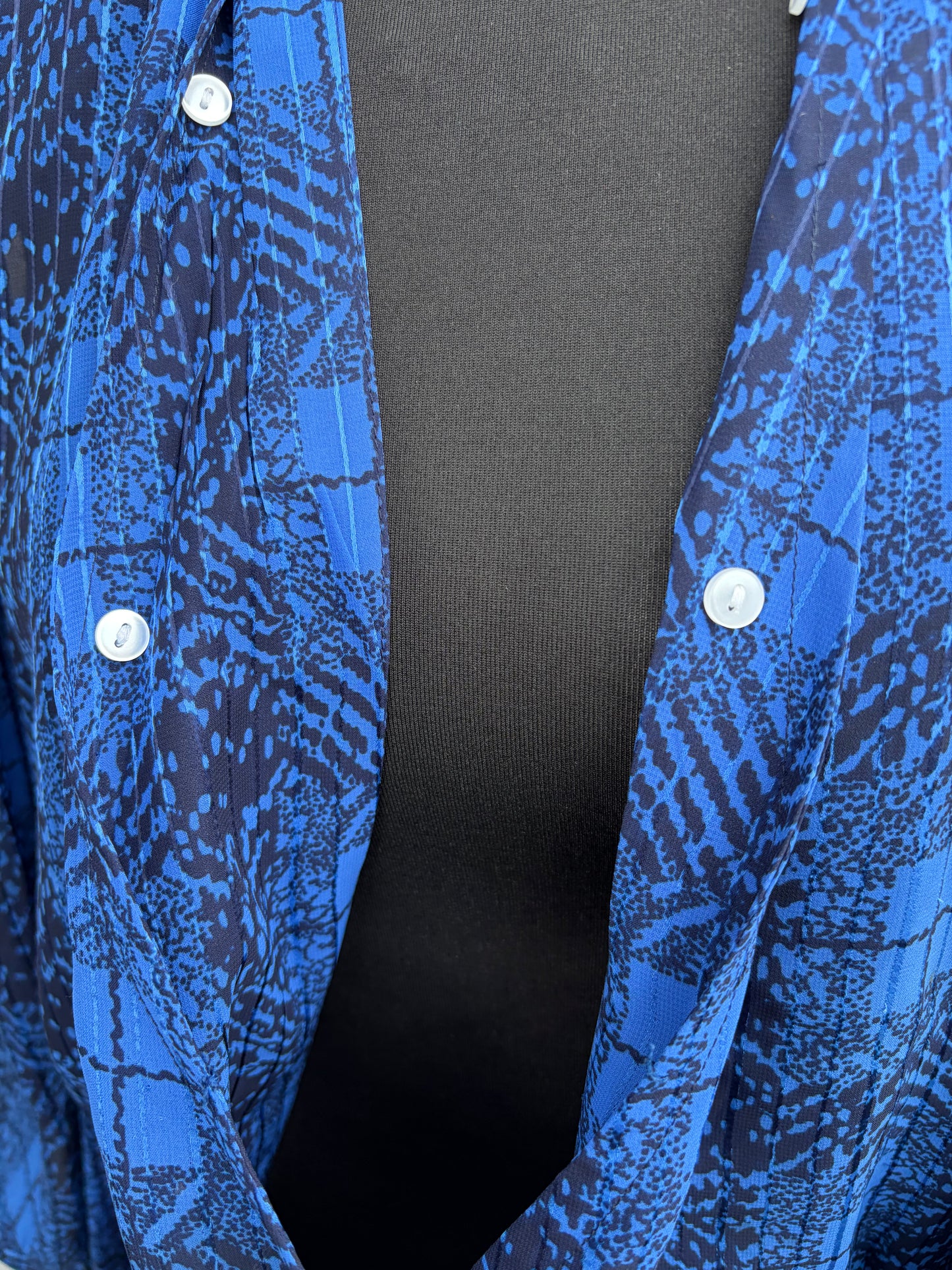 80s blue check blouse uk 12