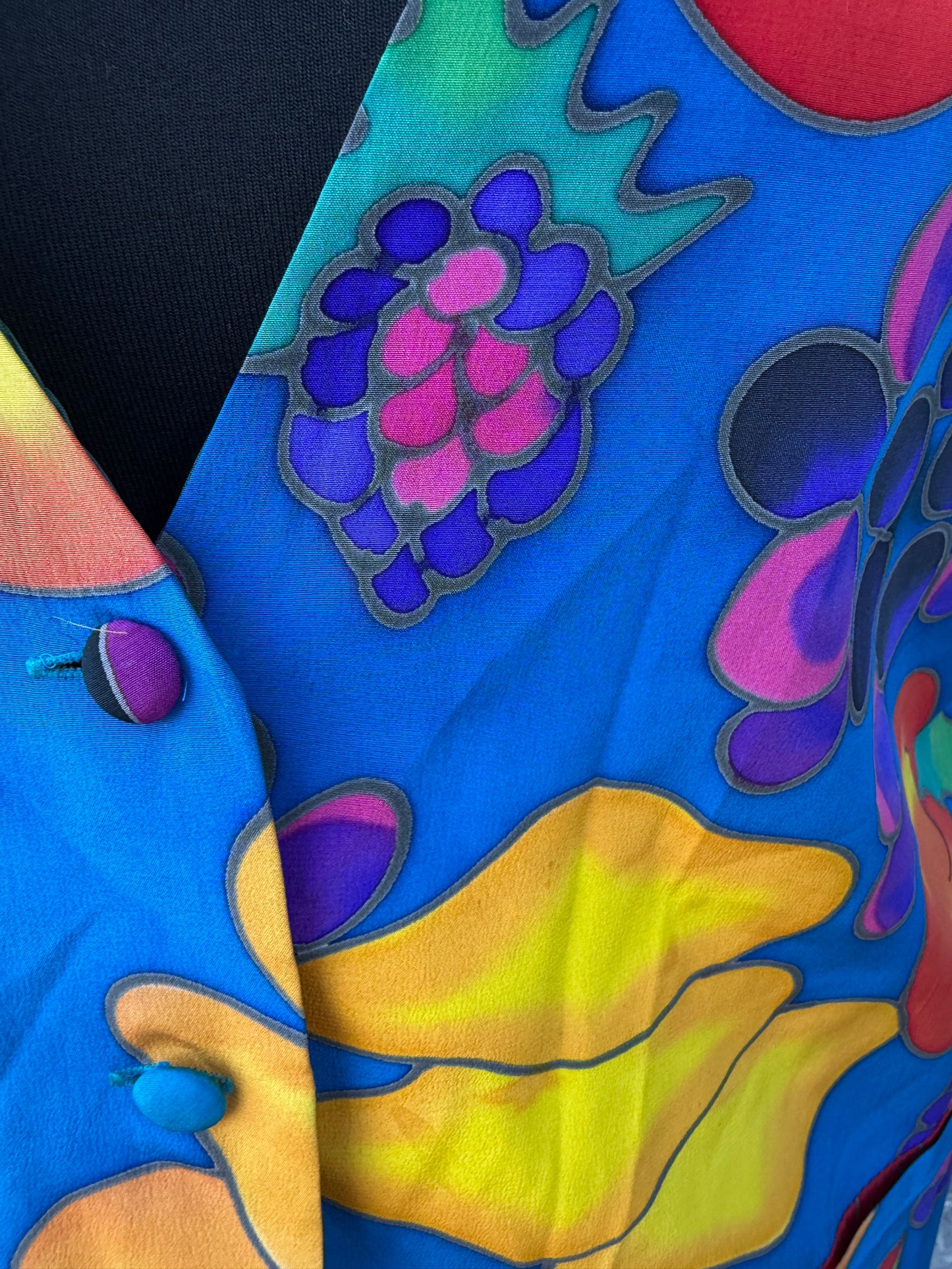 80s colourful fruit waistcoat Large