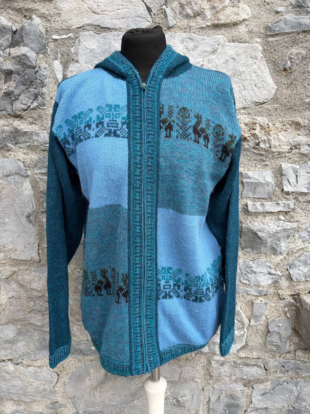 90s petrol alpaca knitted hoodie uk 12