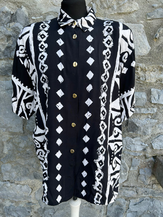 80s Black&white geometric shirt uk 12-16