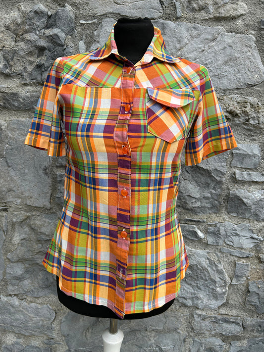 70s orange check shirt uk 6-8