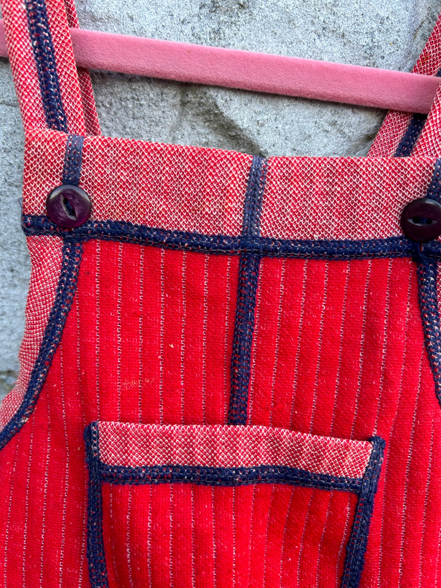 70s red short dungarees   12-18m (80-86cm)