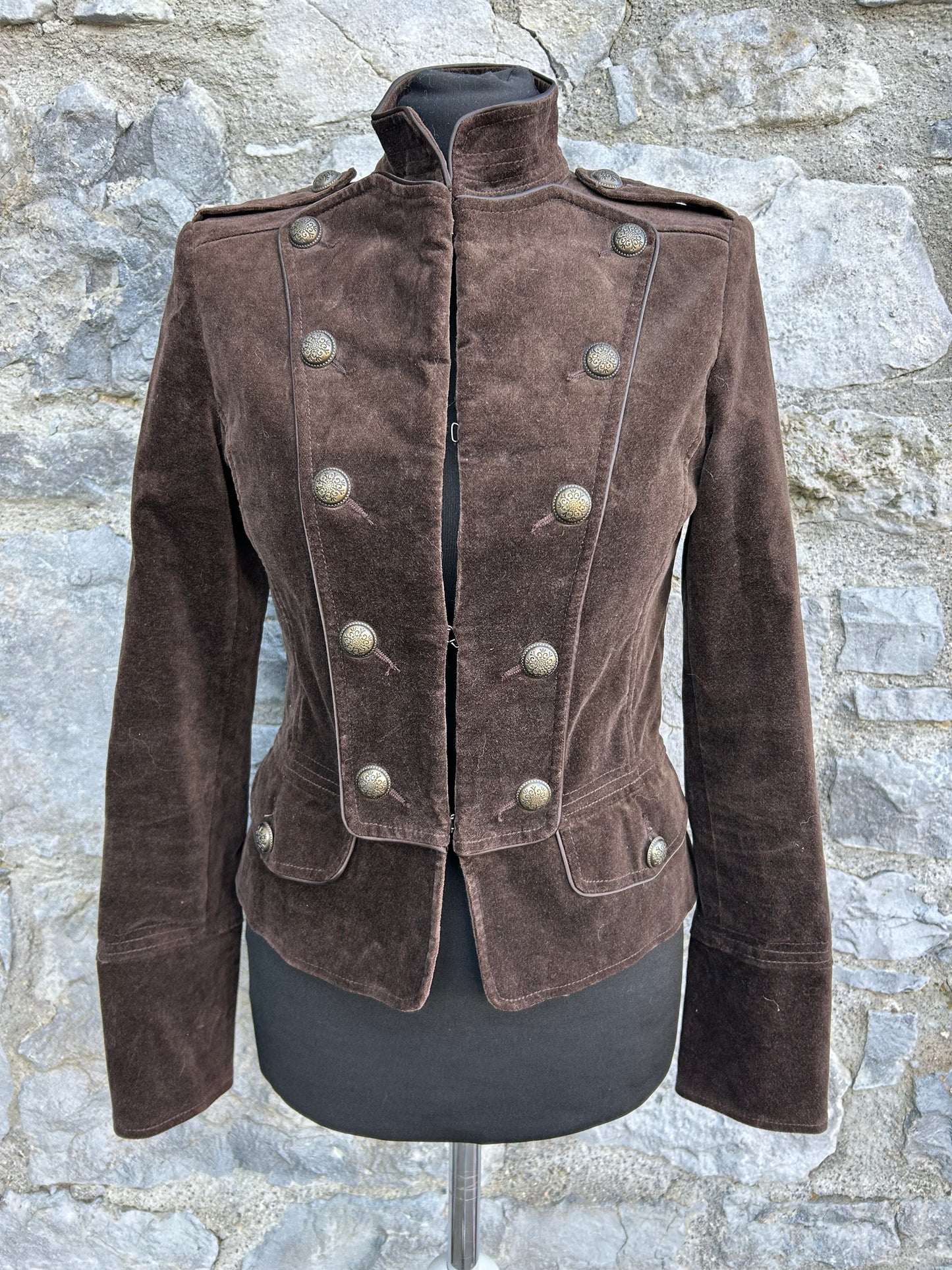 Brown velvet military-style jacket uk 6-8
