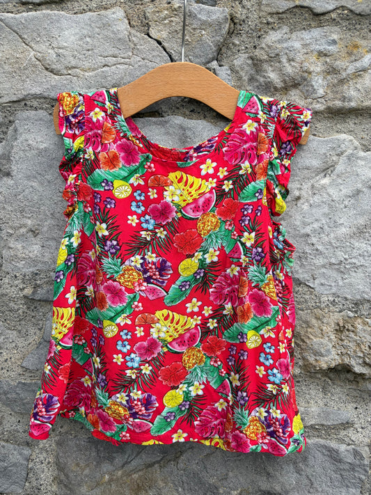 Tropical fruit red top  4y (104cm)