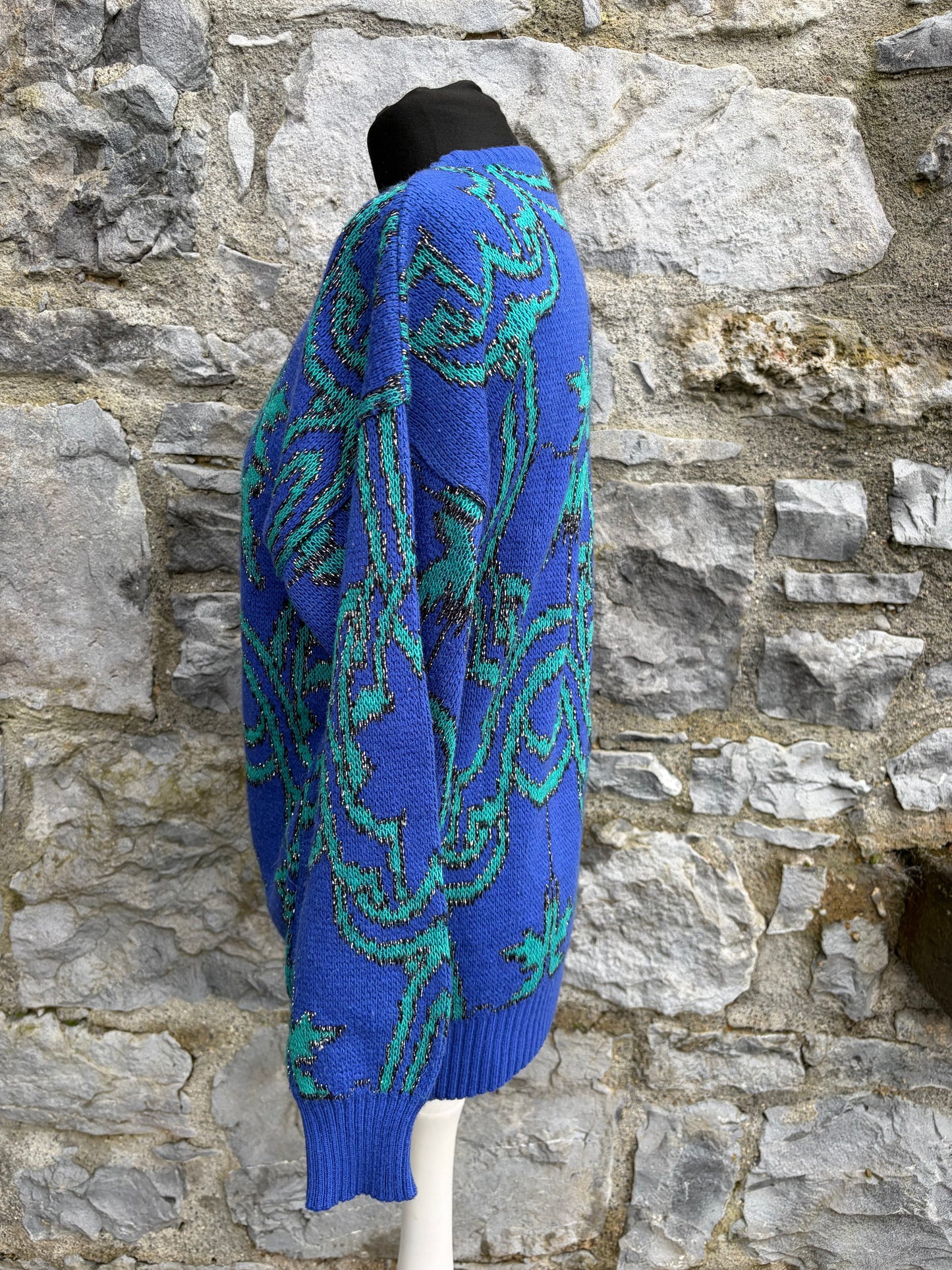 80s Blue&green jumper uk 8-10