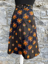 Load image into Gallery viewer, 70s black floral skirt uk 6-8
