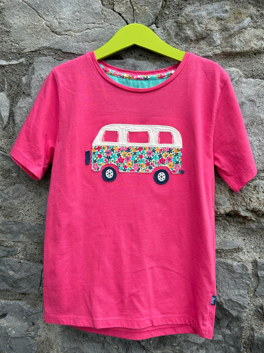 Flower campervan pink T-shirt  7-8y (146-152cm)