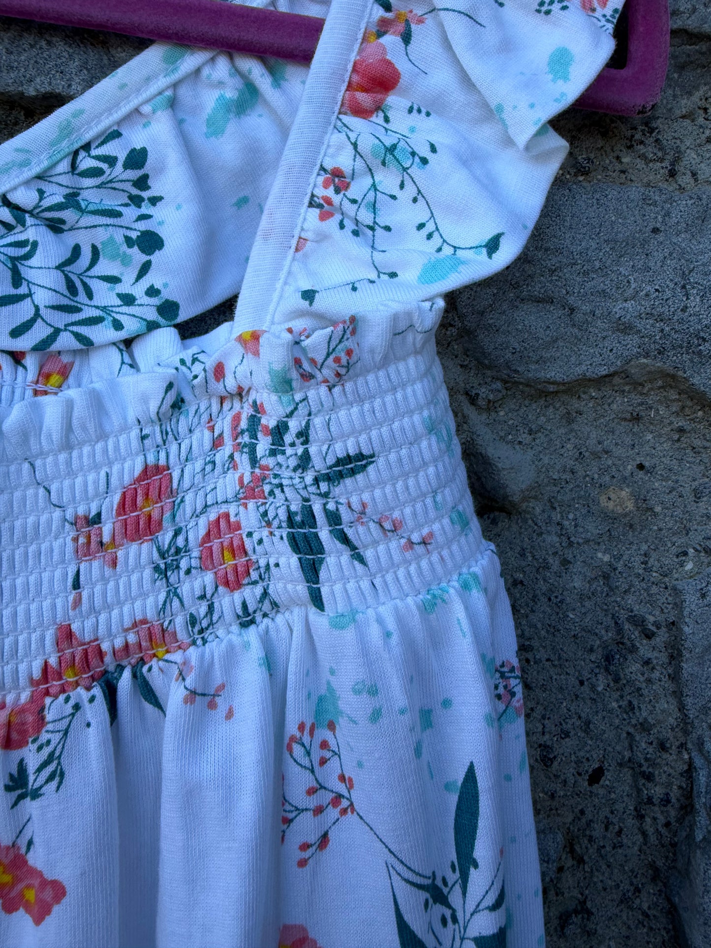White floral tiered dress 9-10y (134-140cm)
