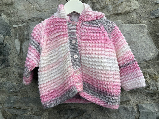 Pink&grey hooded cardigan  9-12m (74-80cm)