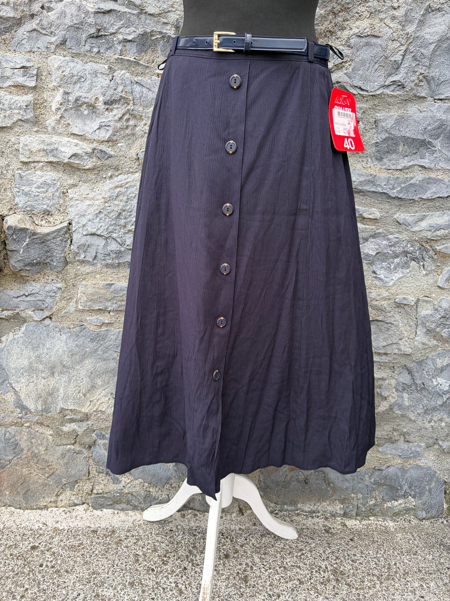 90s navy button up skirt uk 10
