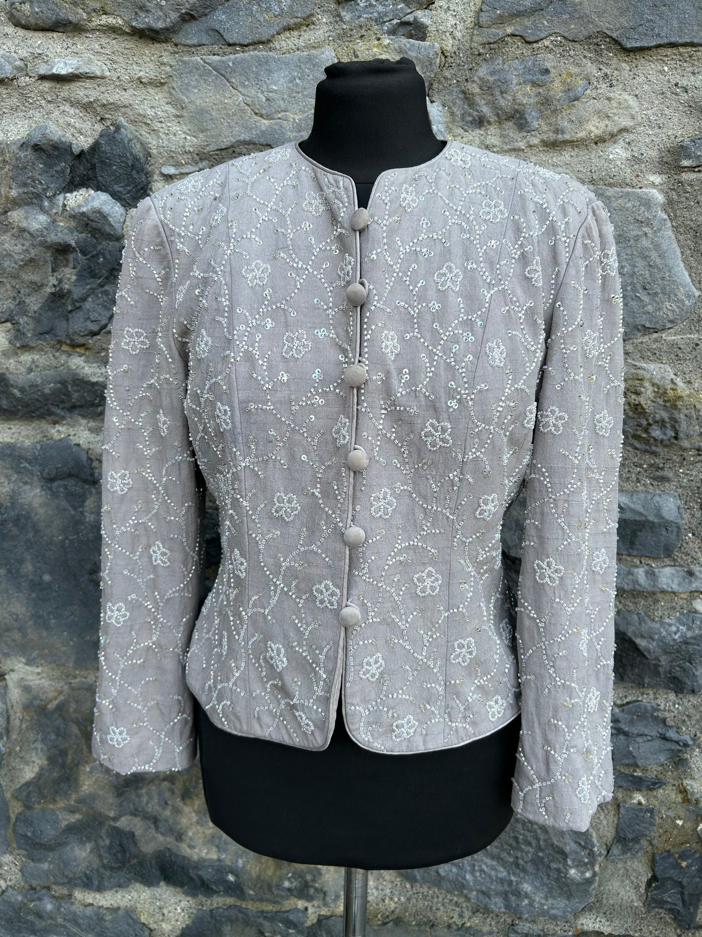 90s sequin grey jacket uk 8-10