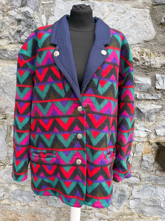 80s colorful chevron fleece jacket uk 16-18