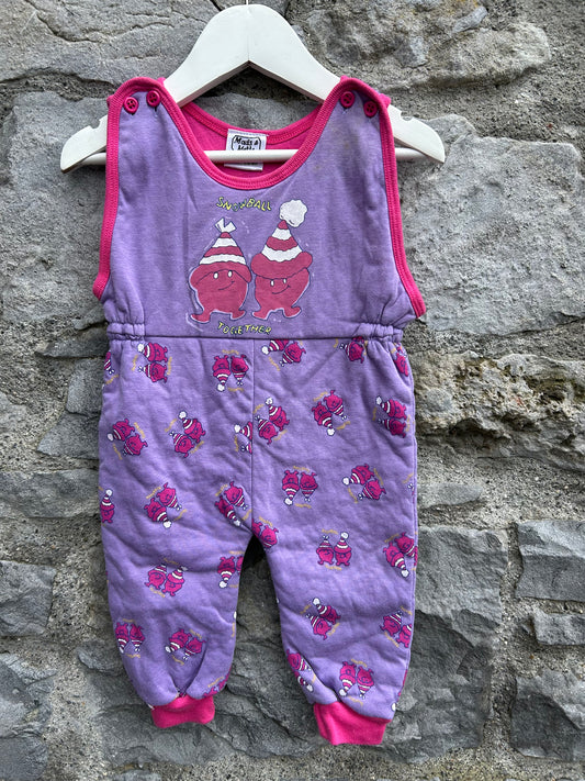 90s Snowball purple dungarees  0-3m (56-62cm)