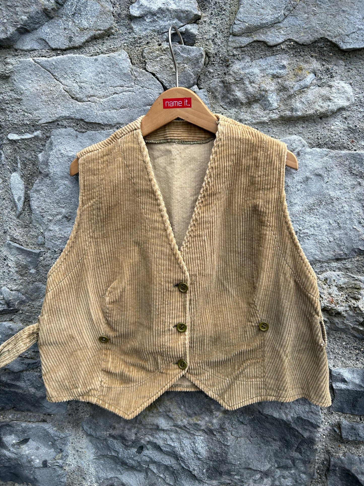 90s beige cord waistcoat 11-12y (146-152cm)