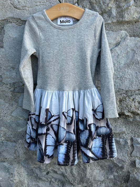 Butterflies Blue&grey dress  12m (80cm)
