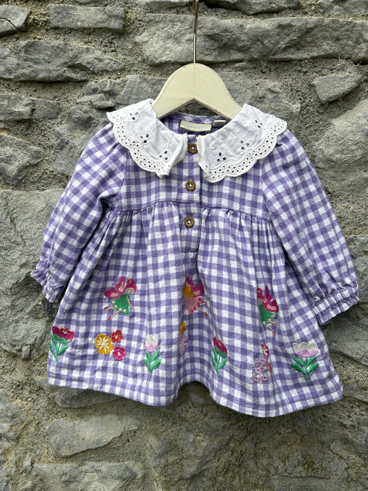 Fairies purple gingham dress  0-3m (56-62cm)