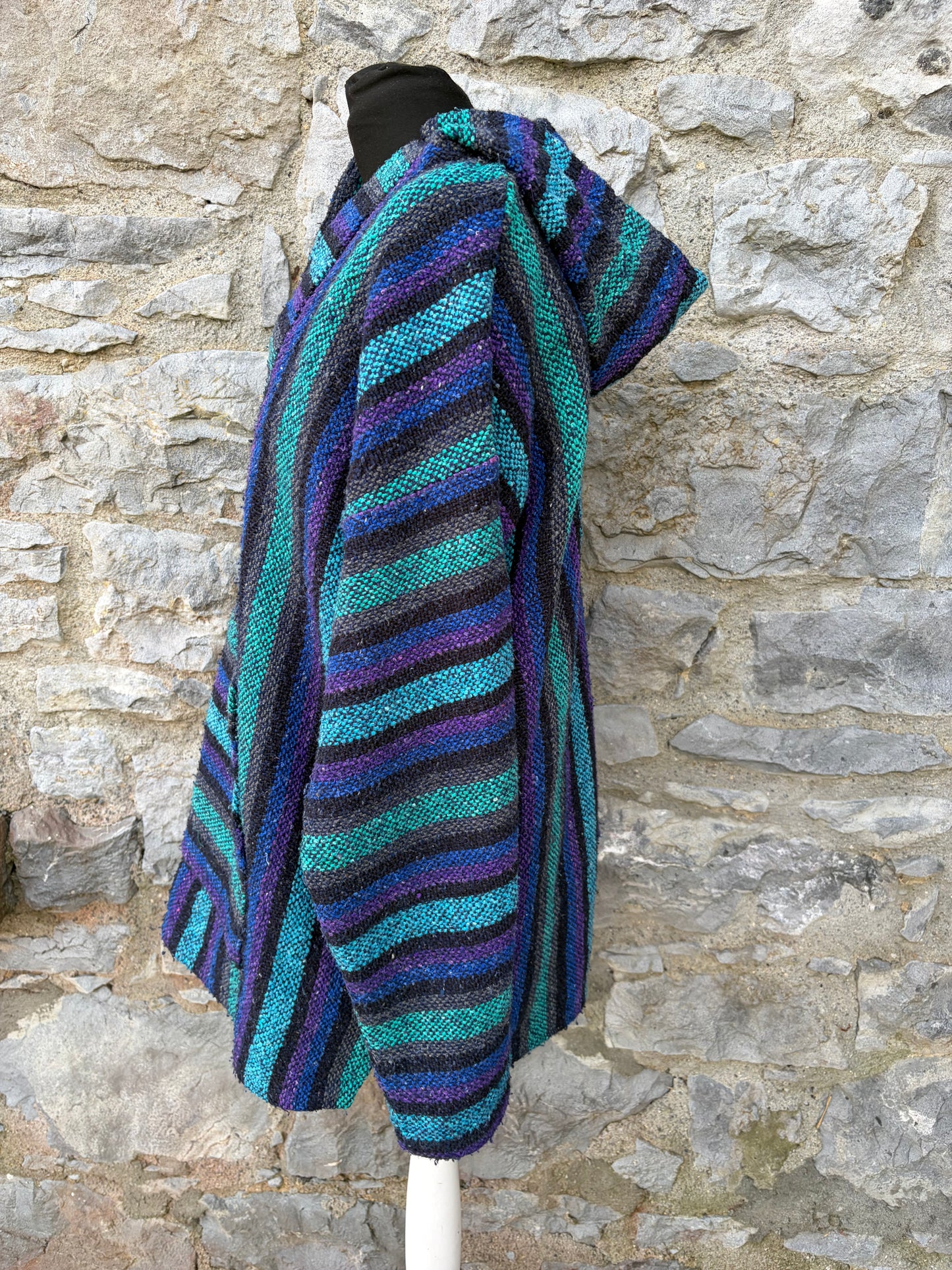 90s blue stripy Peruvian hoodie Large men