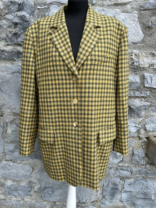 90s green&yellow check jacket uk 14