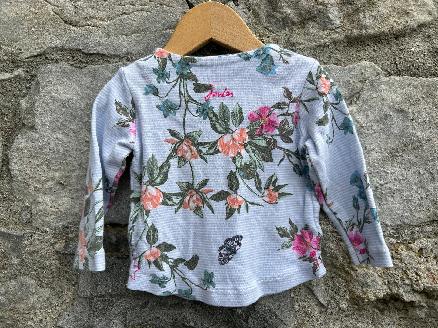 Blue stripy floral top 3-6m (62-68cm)