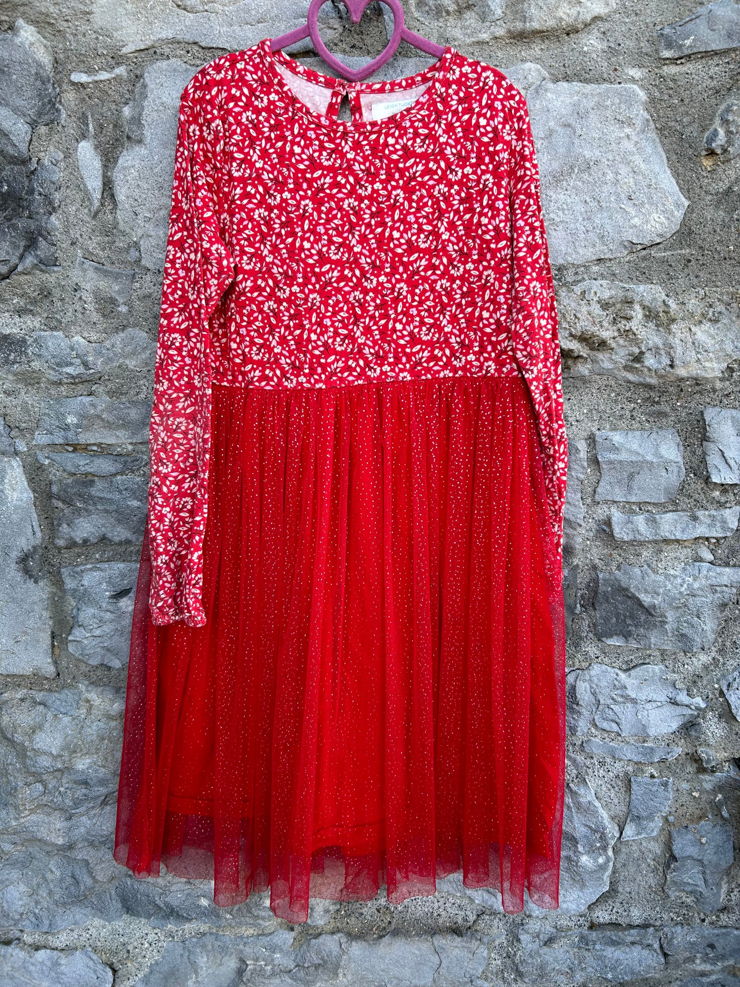 Red floral&tulle dress  10-11y (140-146cm)