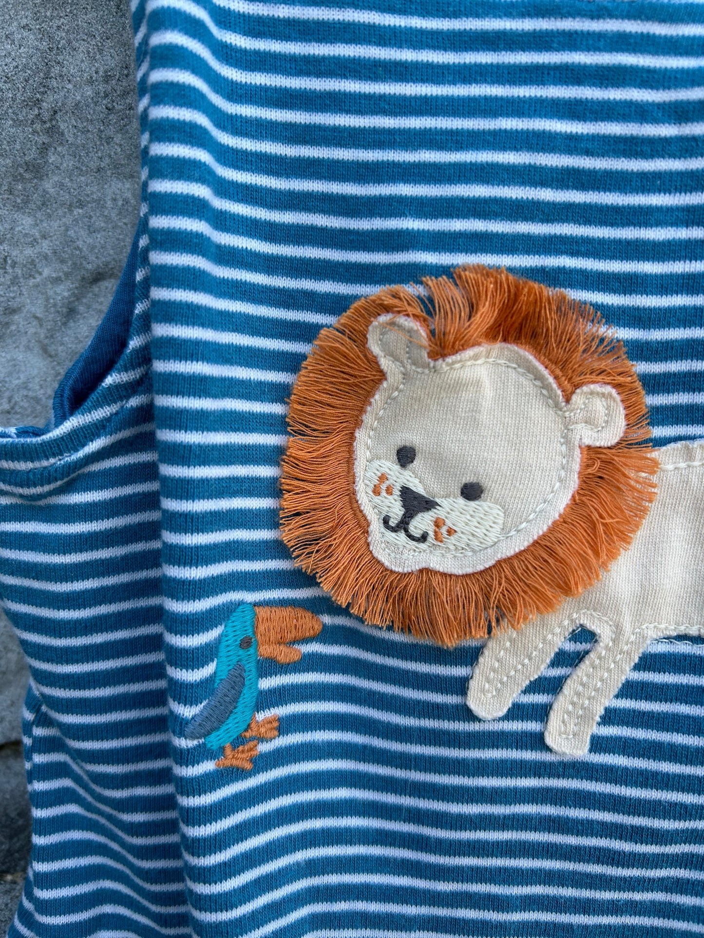 Lion blue stripy short dungarees  9-12m (74-80cm)