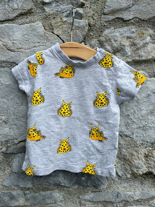 Fish grey T-shirt  3-6m (62-68cm)