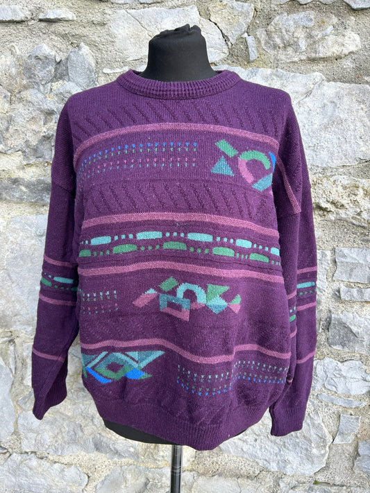 80s geometric purple jumper Medium