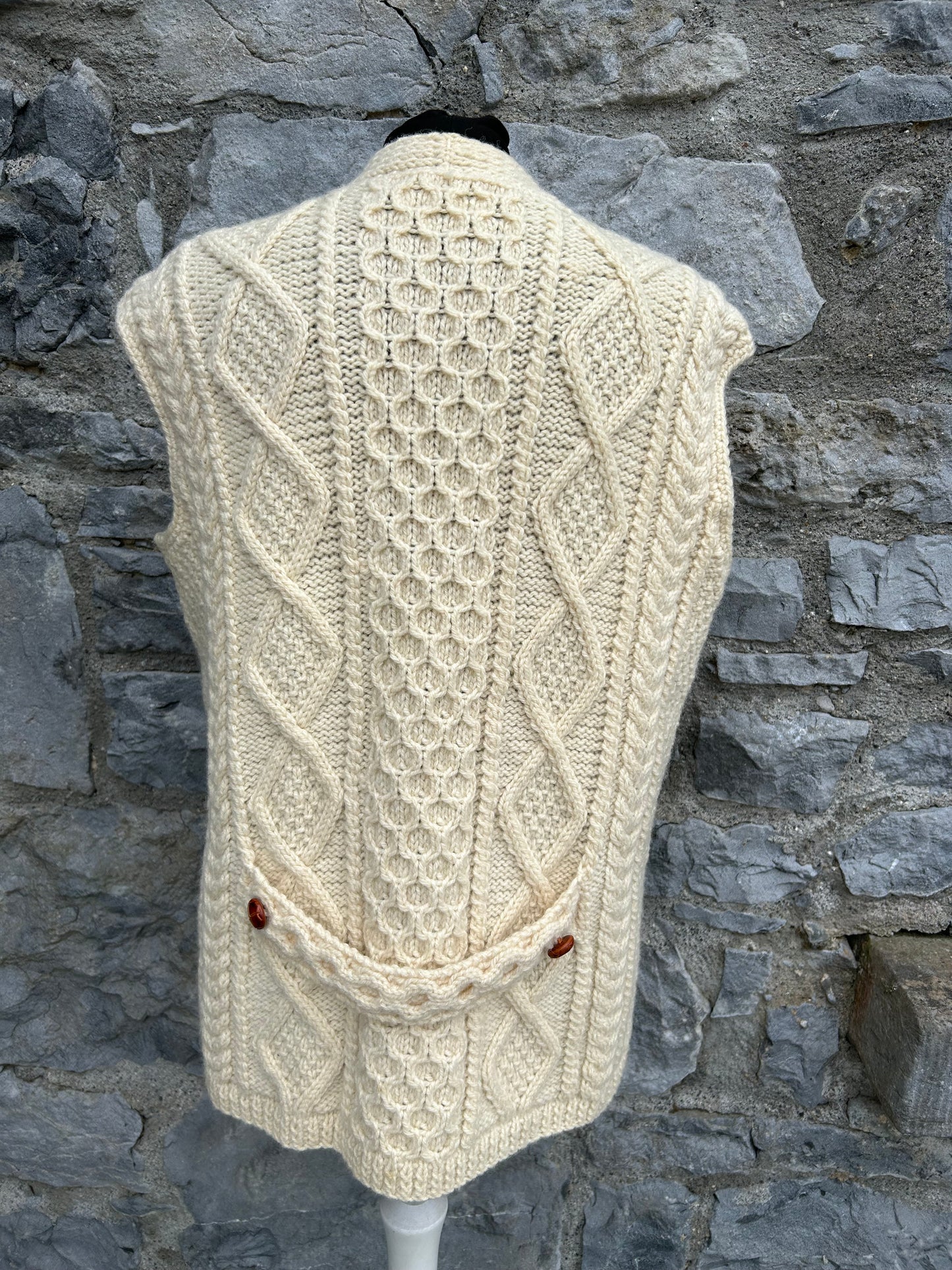 Cream Aran Style gilet uk 14