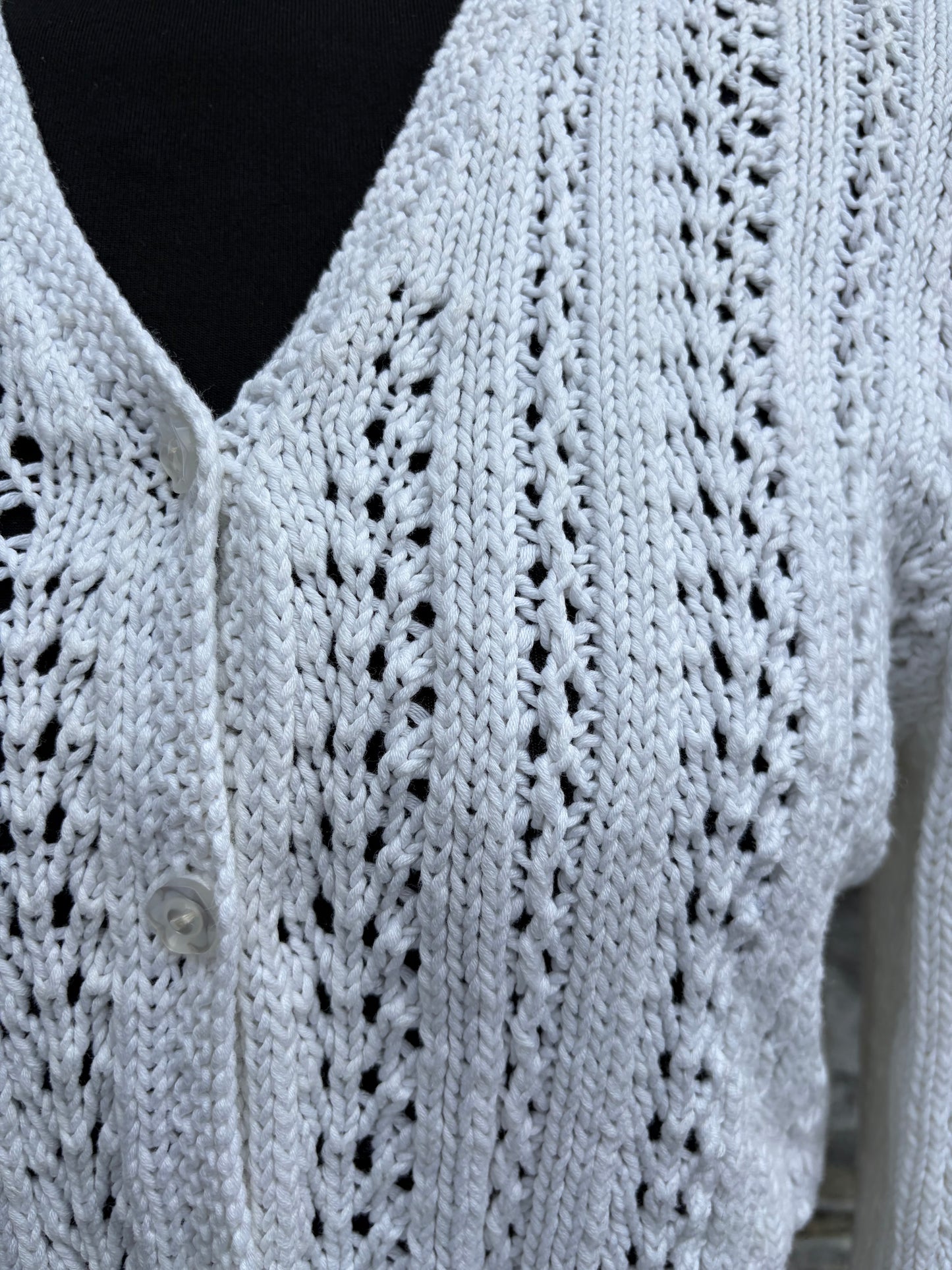 90s white pointelle cardigan uk 10
