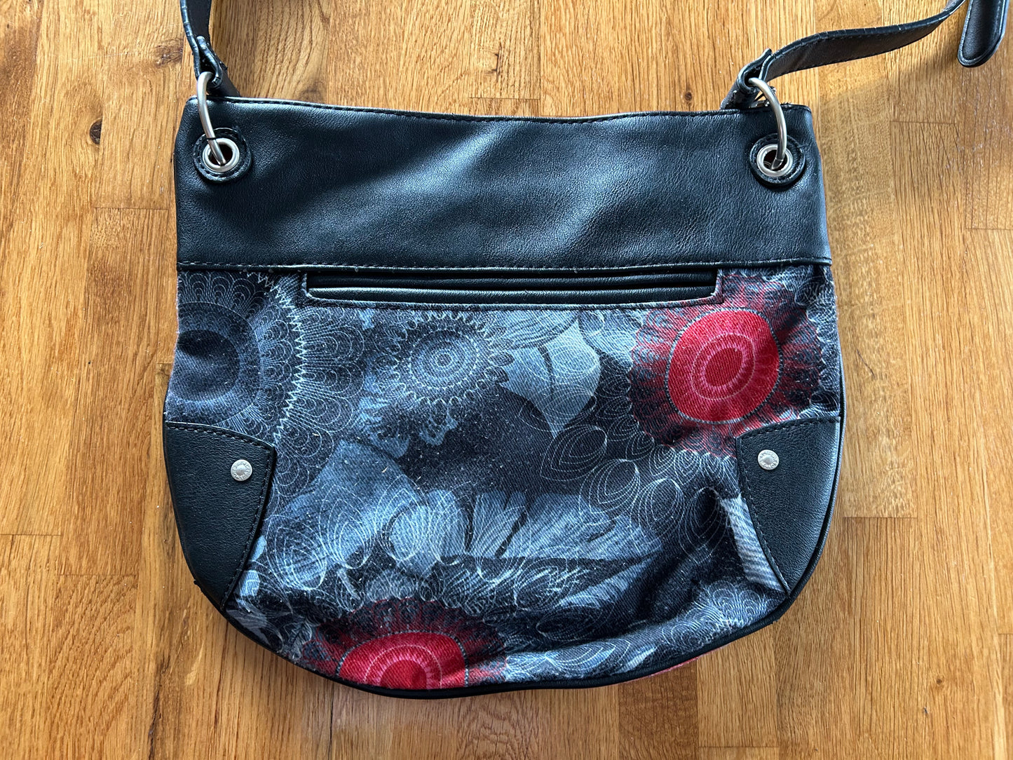 Black& grey floral crossbody bag