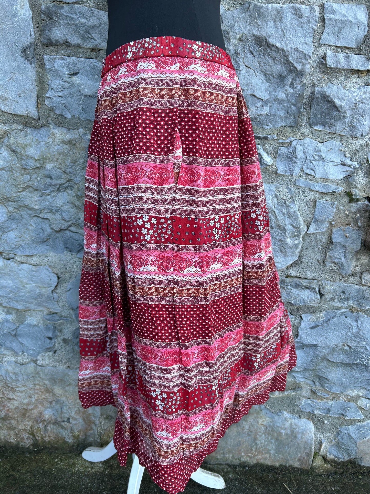 90s panel pink&brown skirt uk 12-14