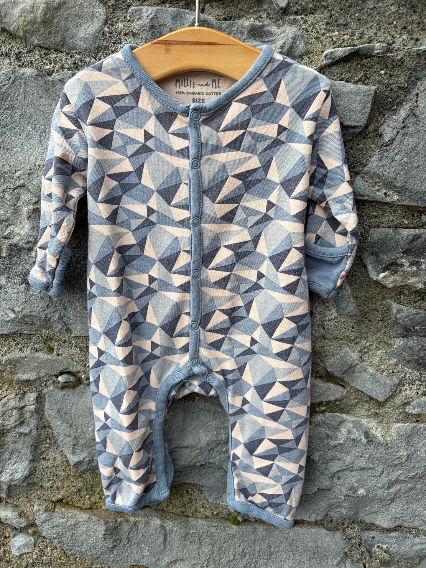 Grey geometric onesie 0-1m (50-56cm)