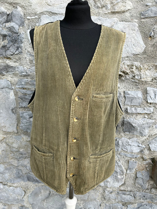 90s khaki cord waistcoat XL