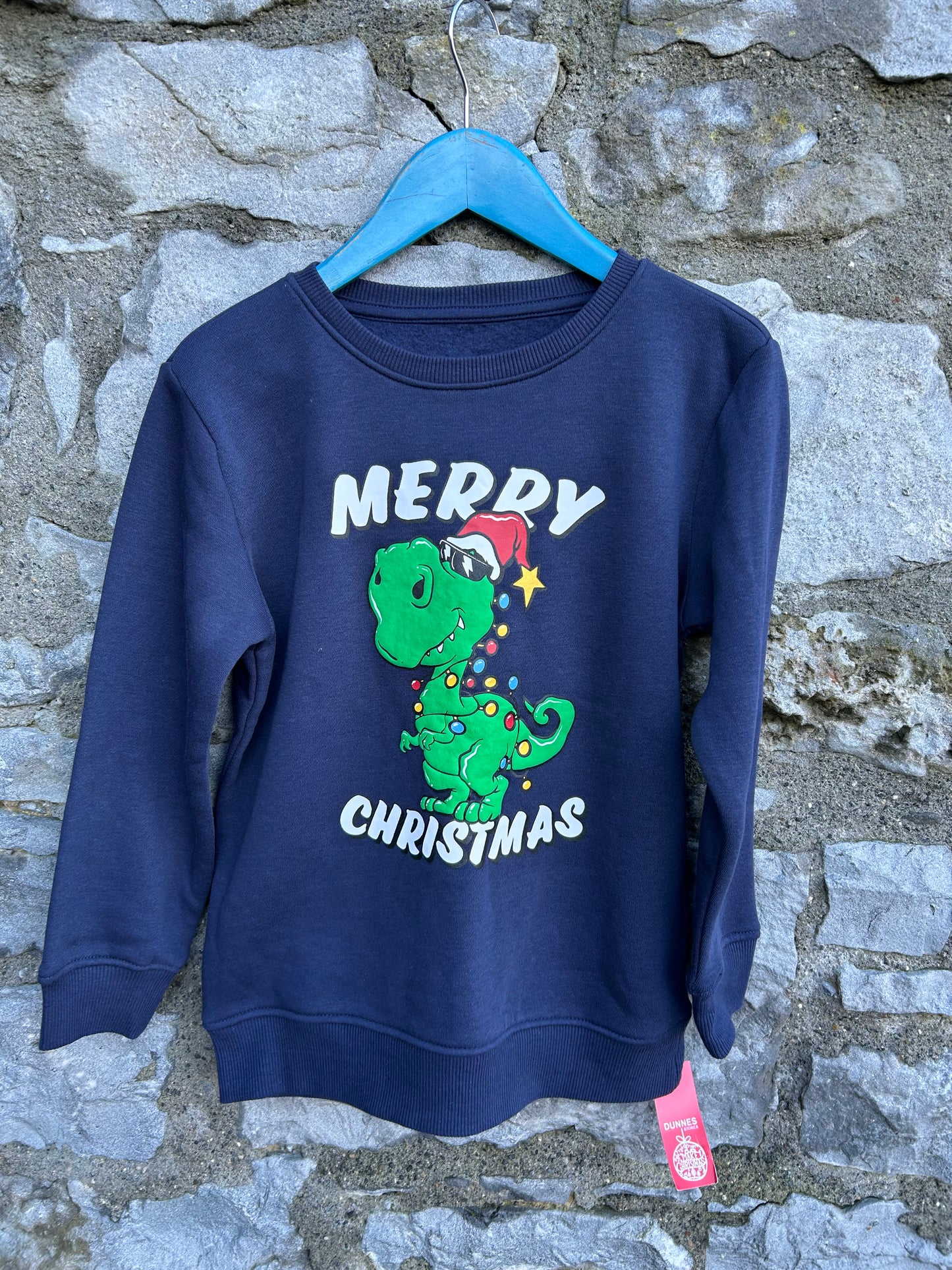 T-rex navy Christmas sweatshirt  7-8y (122-128cm)