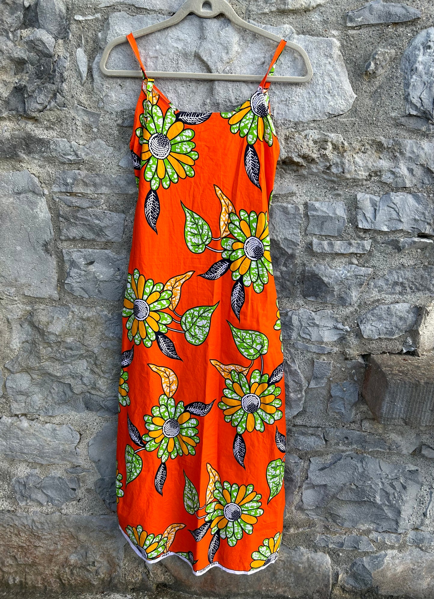 Handmade orange floral dress 11-12y (146-152cm)