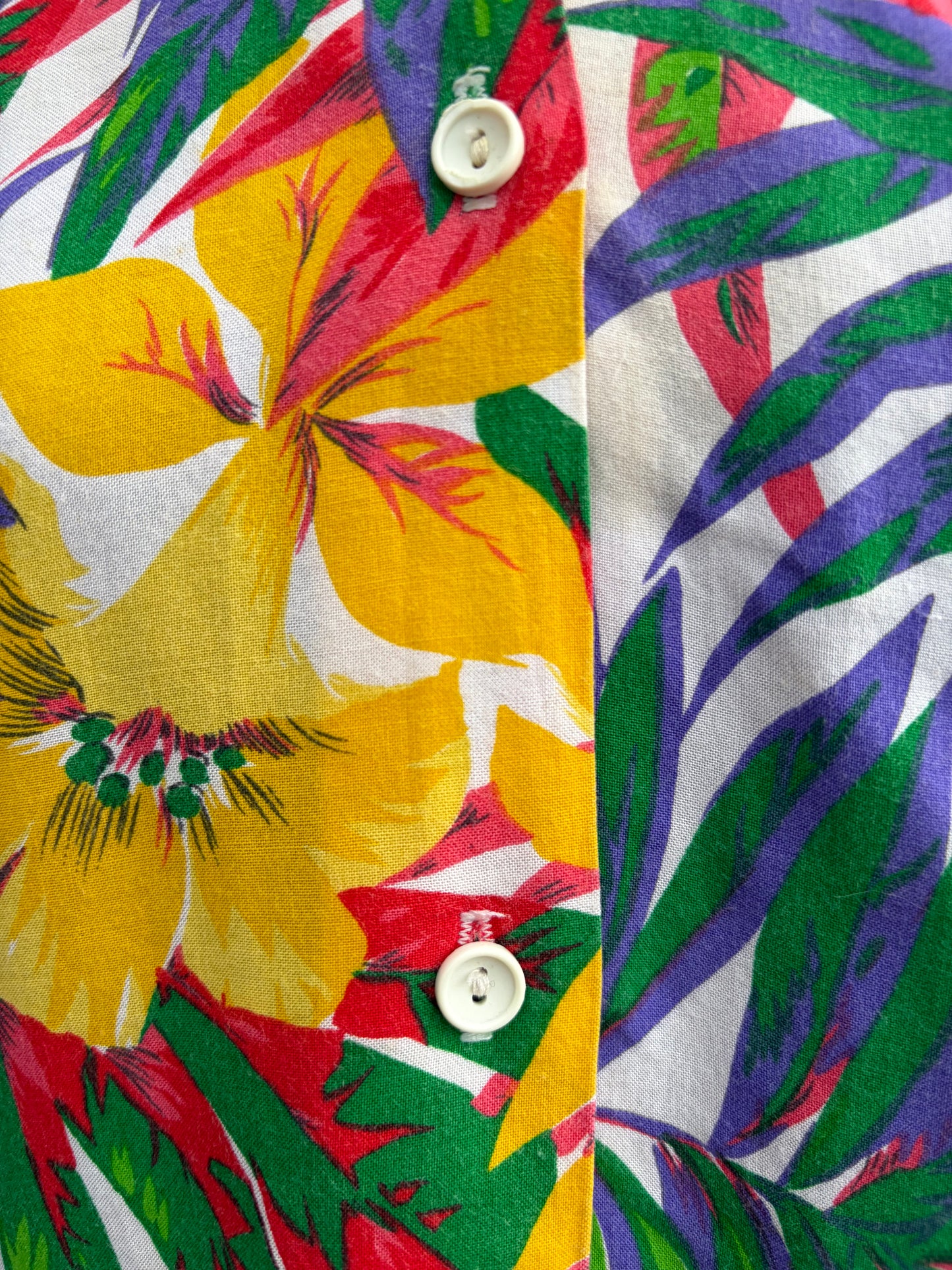 80s tropical plants blouse uk 8