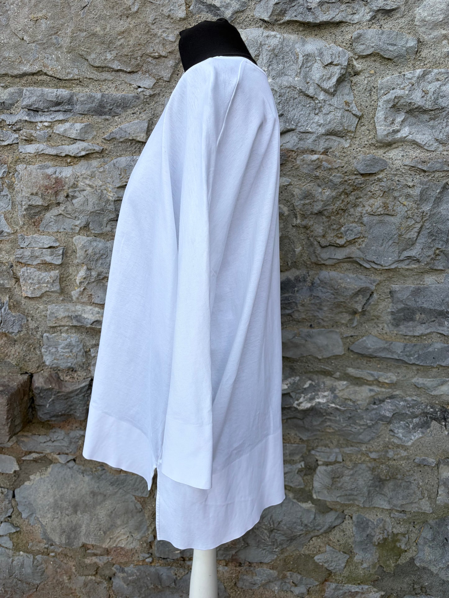 White oversized long top uk 12-14