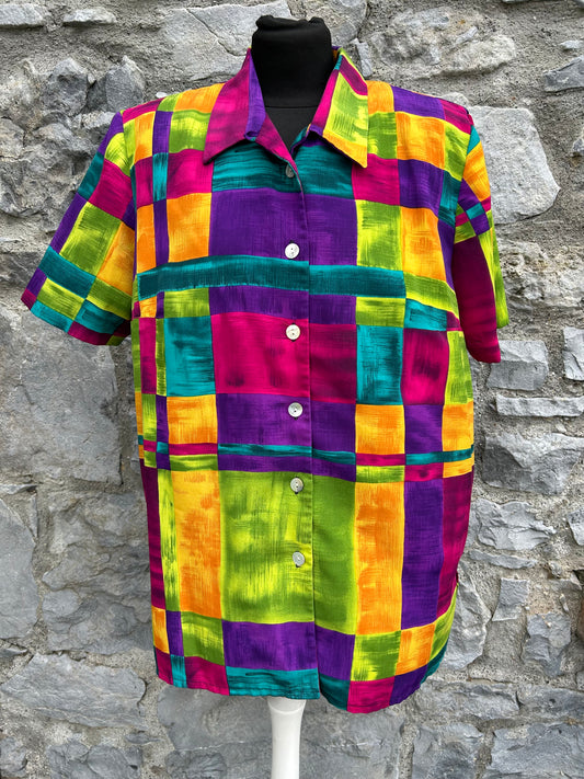 90s colourful squares shirt uk 14